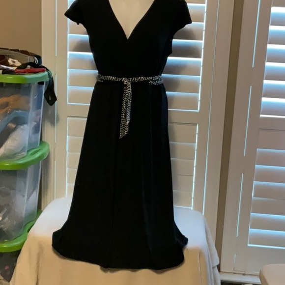 Merona Black A-line Midi Dress with Flutter Sleeves - Picture 1 of 9